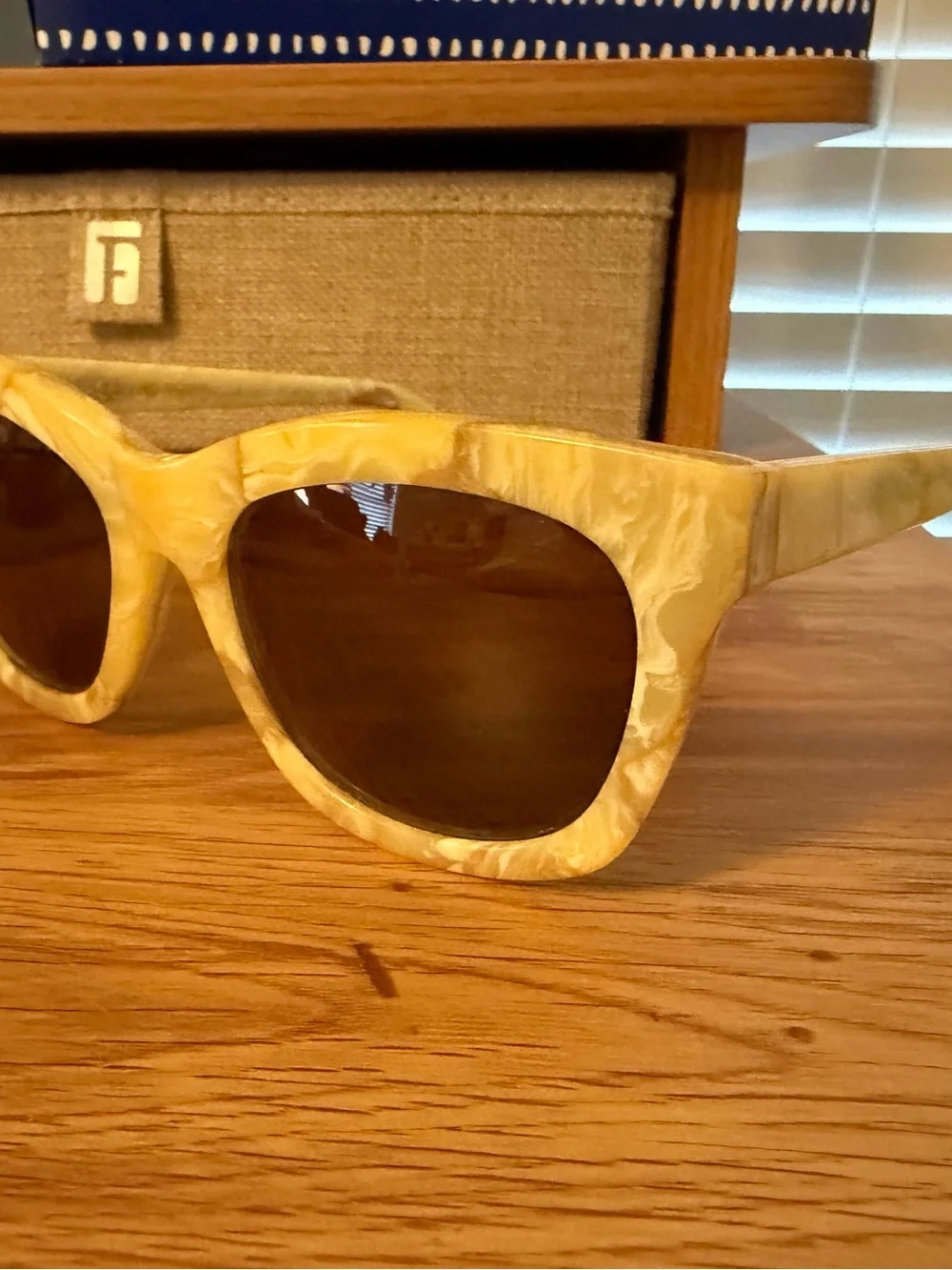 Madewell Yellow Marbled Frame Sunglasses - Fashion Women's Accessory